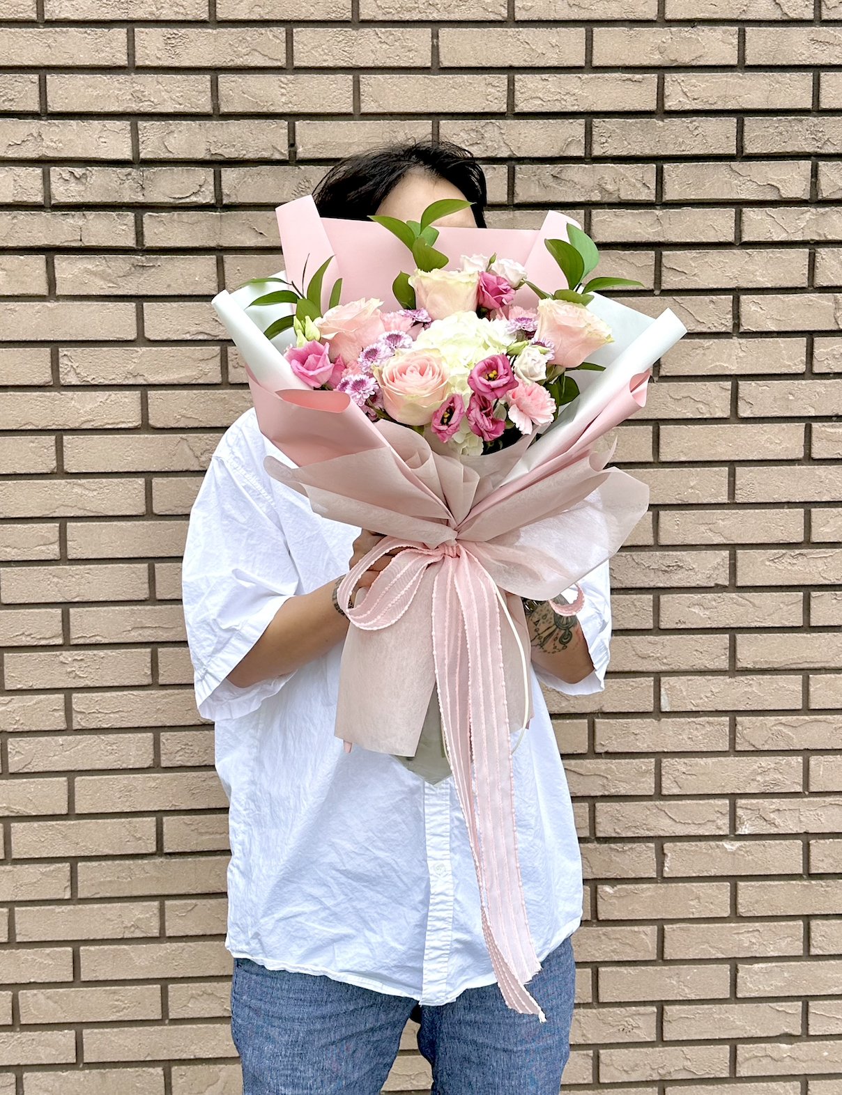 Ballet Rose Wrapped Bouquet - NYC Bouquet Delivery