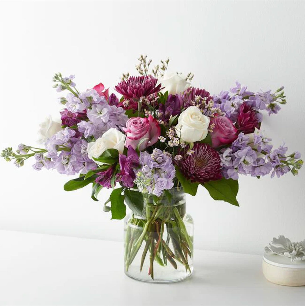 Olivia - Purple & Lavender Flowers Vase Arrangement - NYC Bouquet Delivery