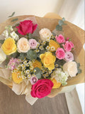 Rainbow Bloom Bouquet – Colorful Roses and Mixed Flowers - NYC Bouquet Delivery