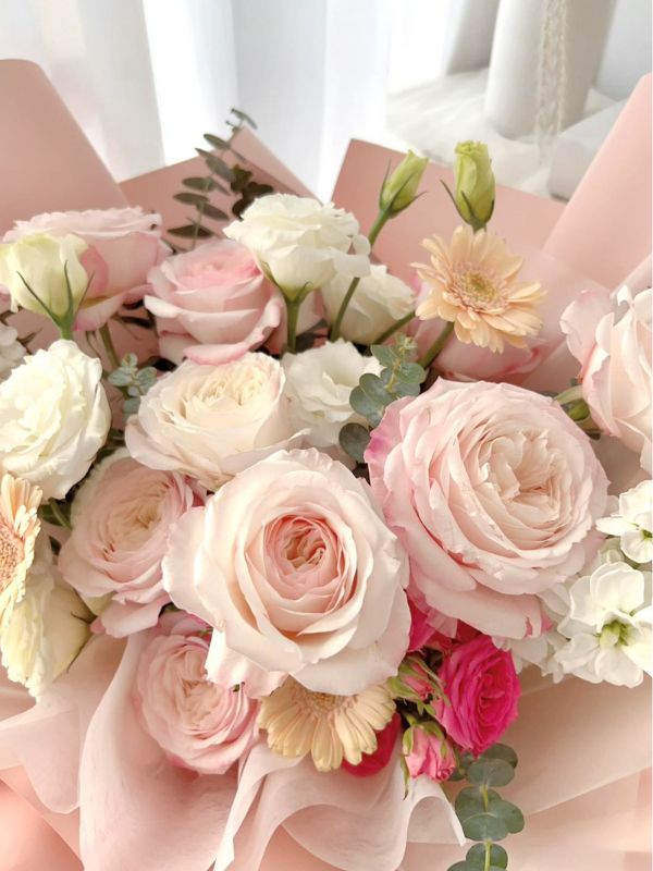 Rosy Glow Bouquet – Pink Roses and Gerbera Daisies - NYC Bouquet Delivery