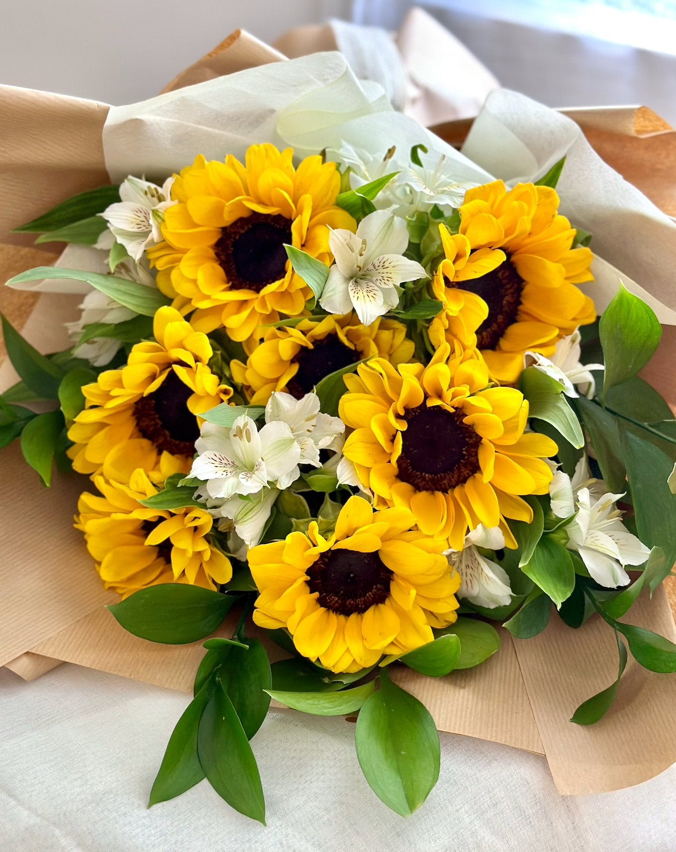 Sunflower Bliss Wrapped Bouquet - NYC Bouquet Delivery