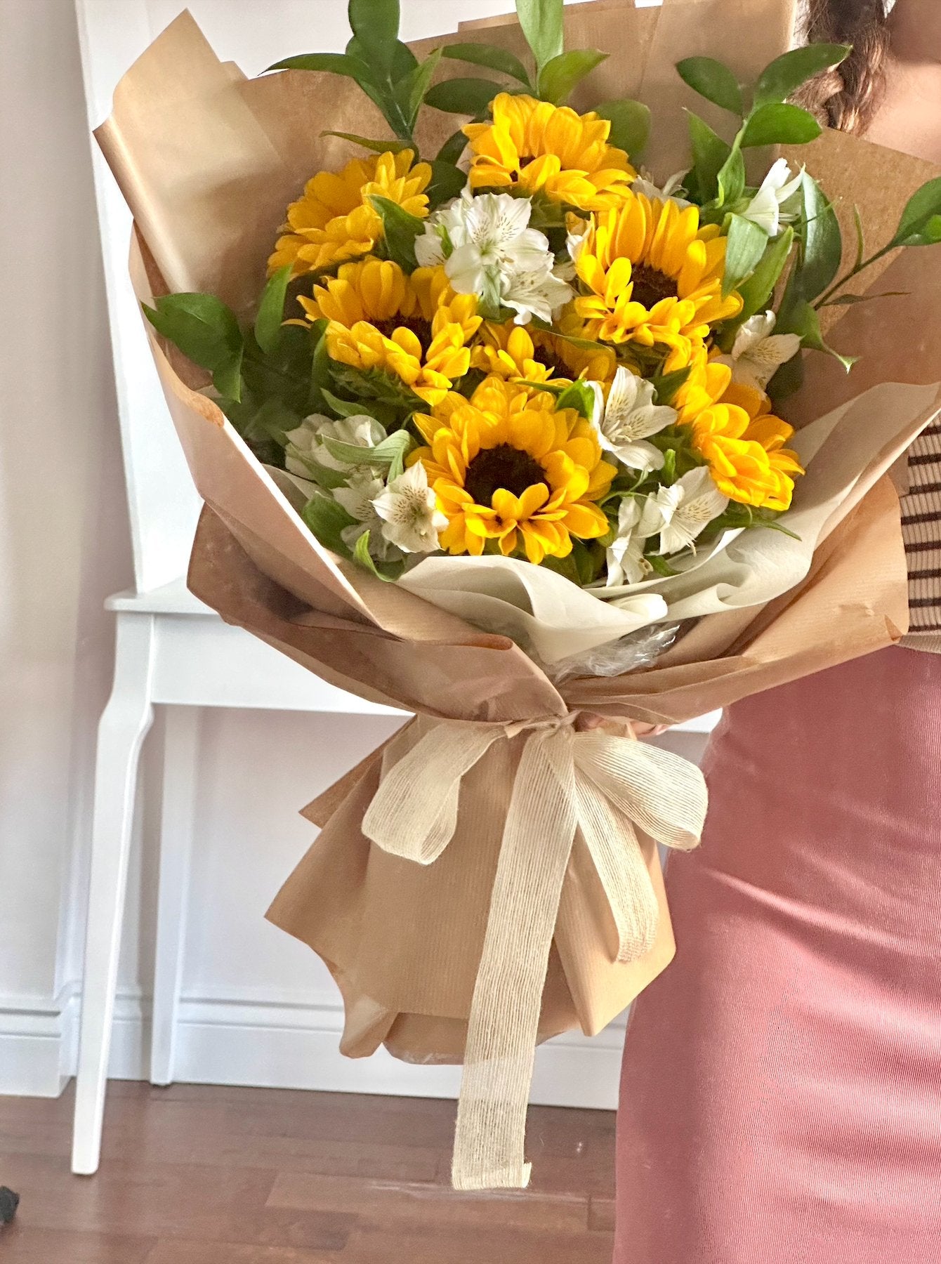 Sunflower Bliss Wrapped Bouquet - NYC Bouquet Delivery